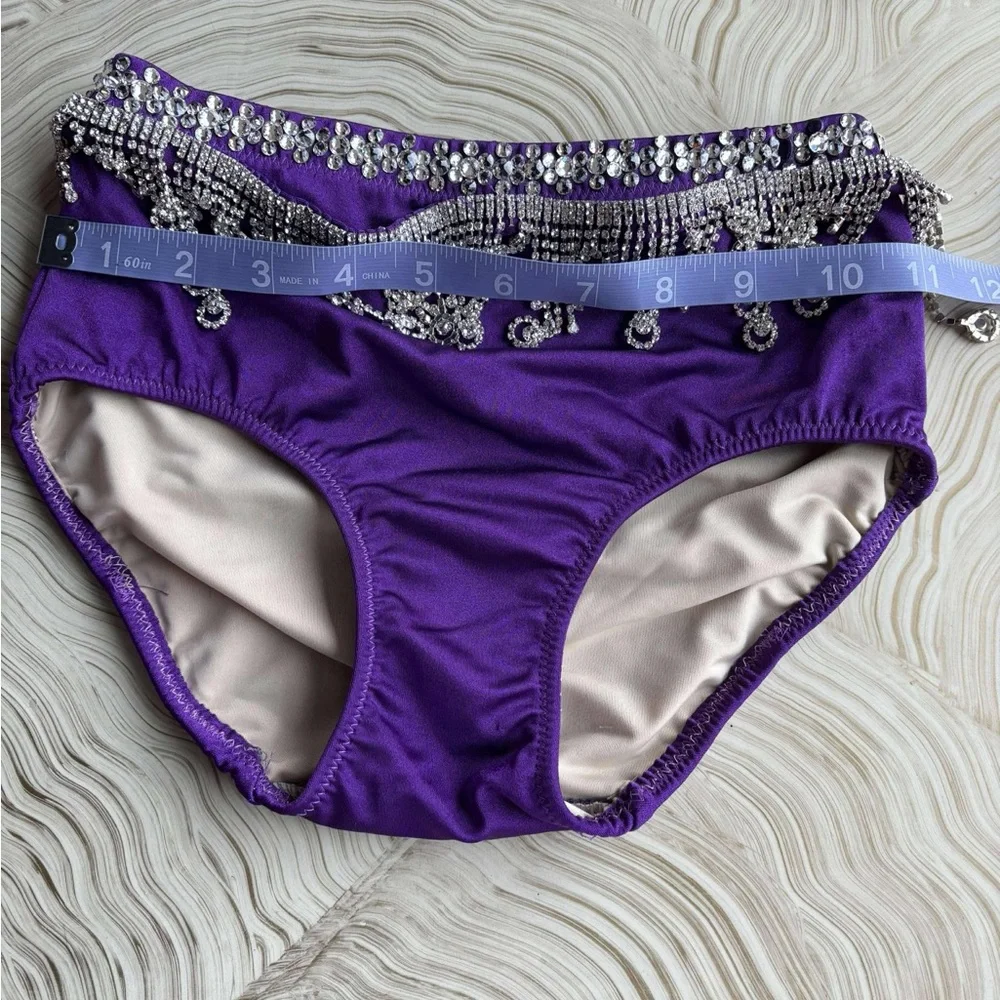 Custom Made Jazz Dance Costume Purple Rhinestones